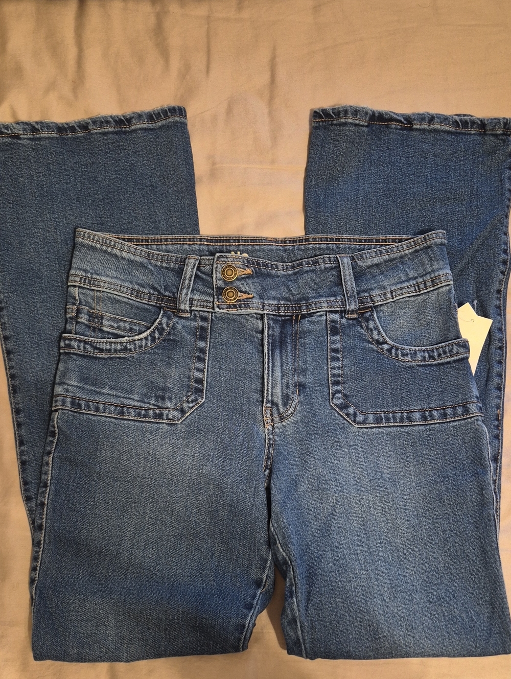 NWT No Boundaries Blue Boot Cut Jeans with Double Button Waist SZ 8